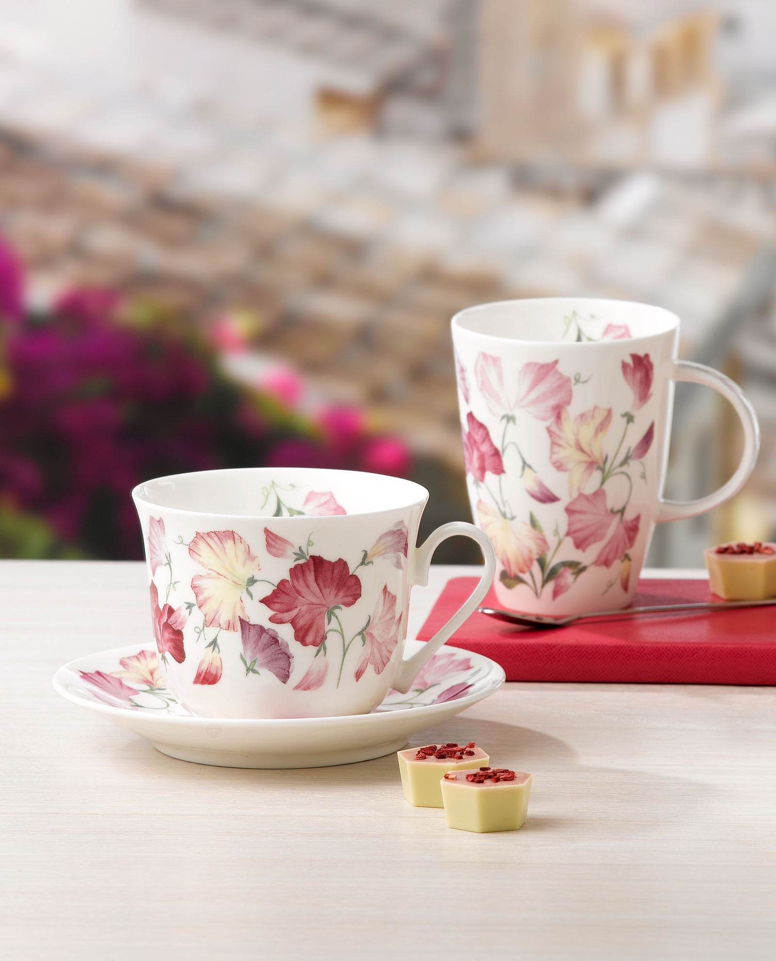 Set de taza y plato para desayuno Sweet Pea - Salón des Fleurs