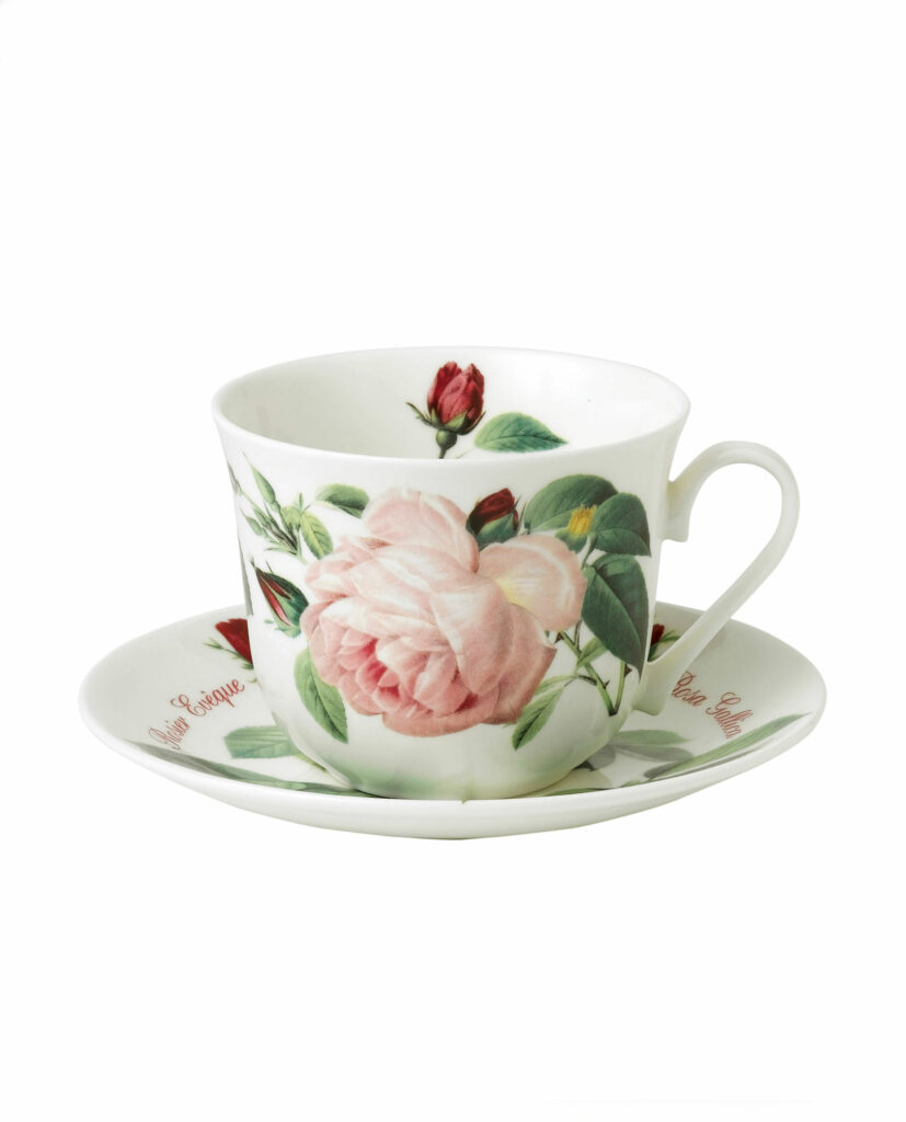 Set de taza y plato para desayuno English Rose - Salón des Fleurs