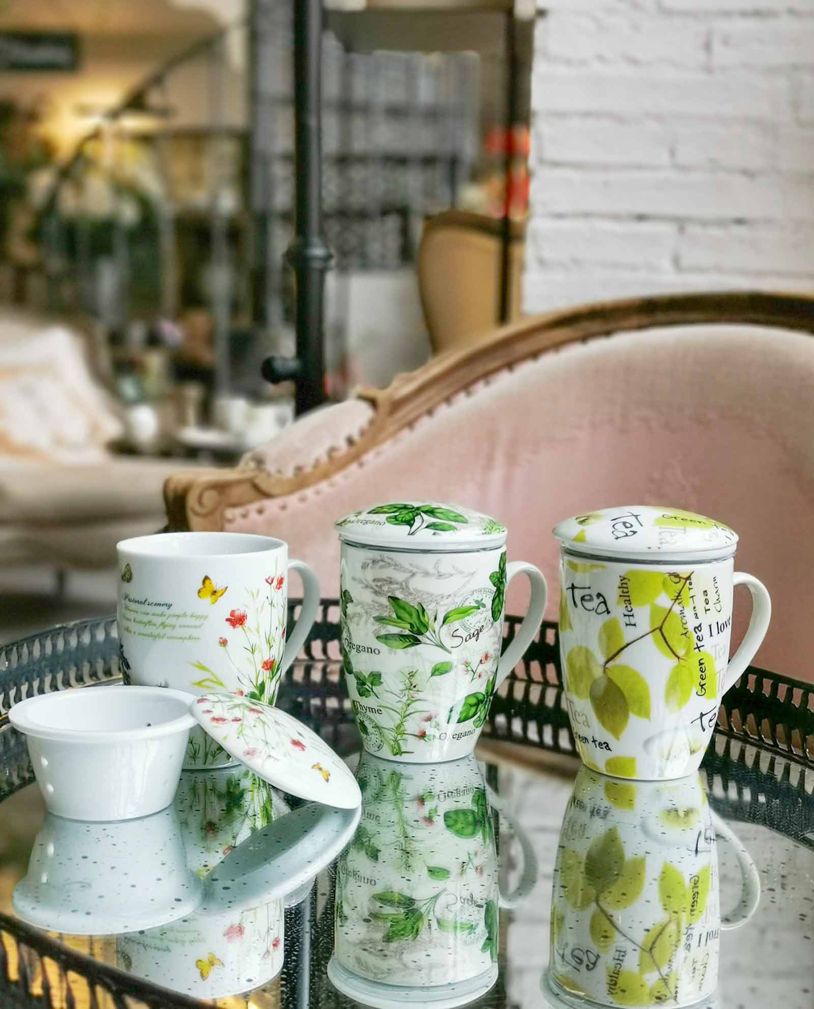 Taza de té Zen con filtro de porcelana - Salón des Fleurs