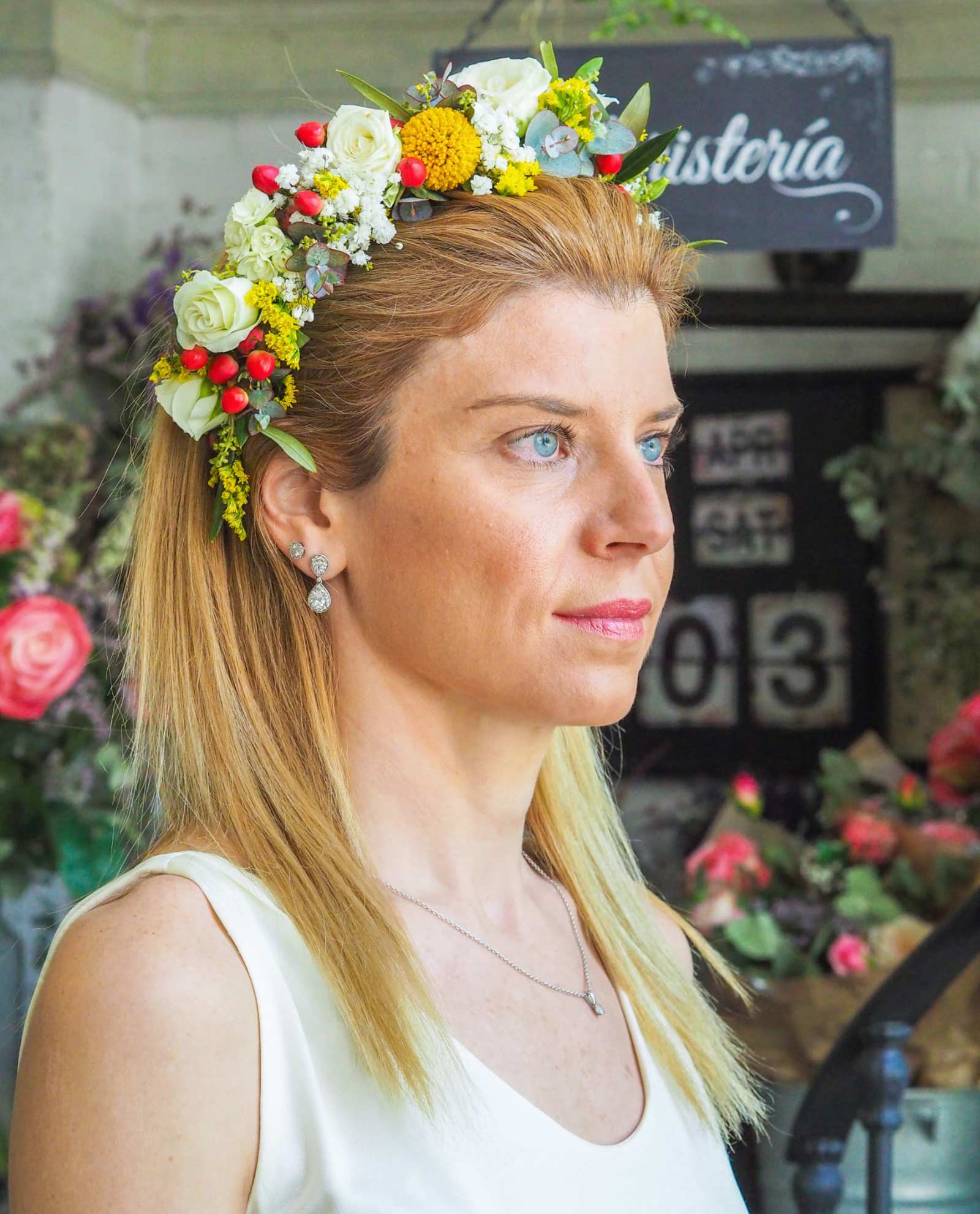 Diadema de flores naturales variadas - Salón des Fleurs