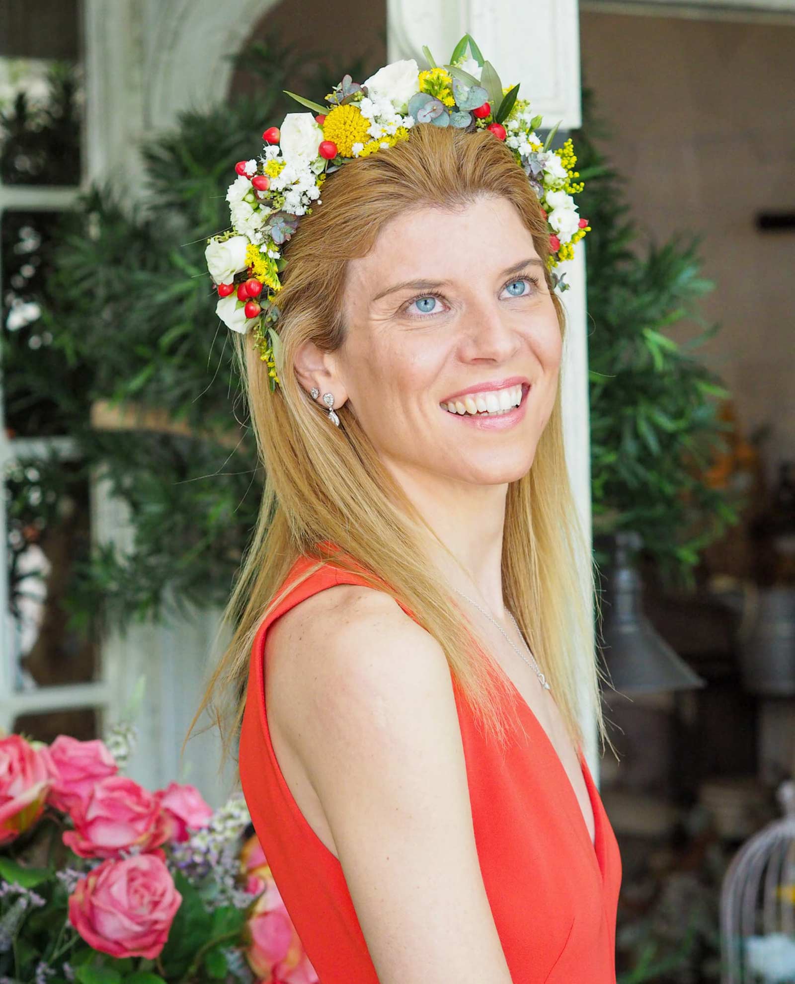 Diadema de flores naturales variadas - Salón des Fleurs