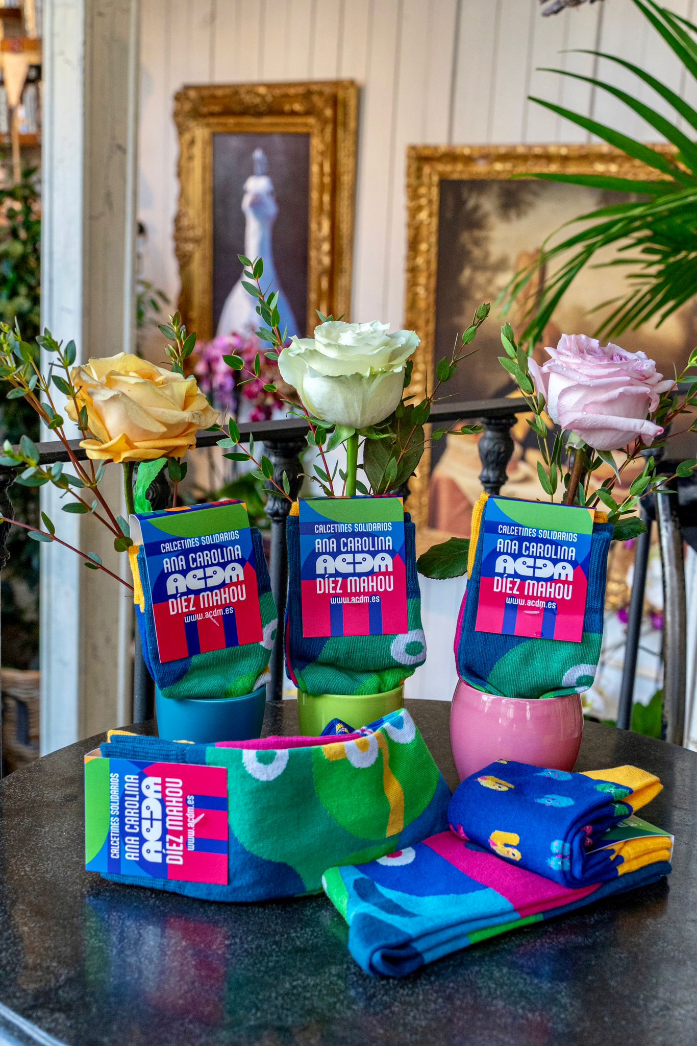 Rosa y duo de calcetines Fundación ACDM