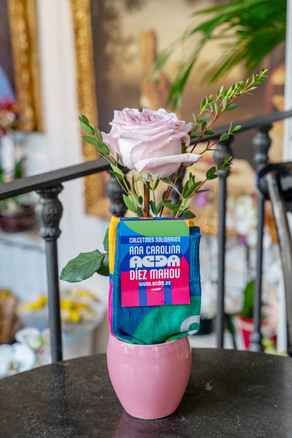 Rosa y duo de calcetines Fundación ACDM